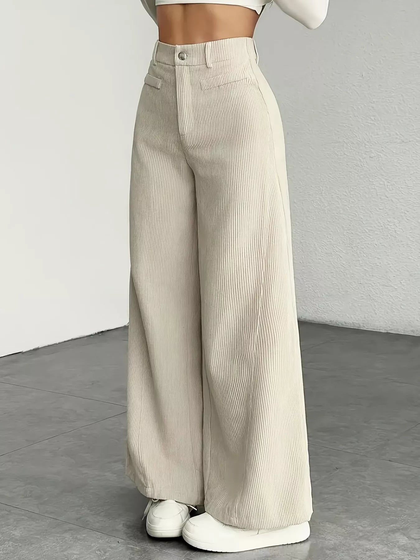 High Waist Corduroy Wide Leg Pants - PBNJ FASHIONS