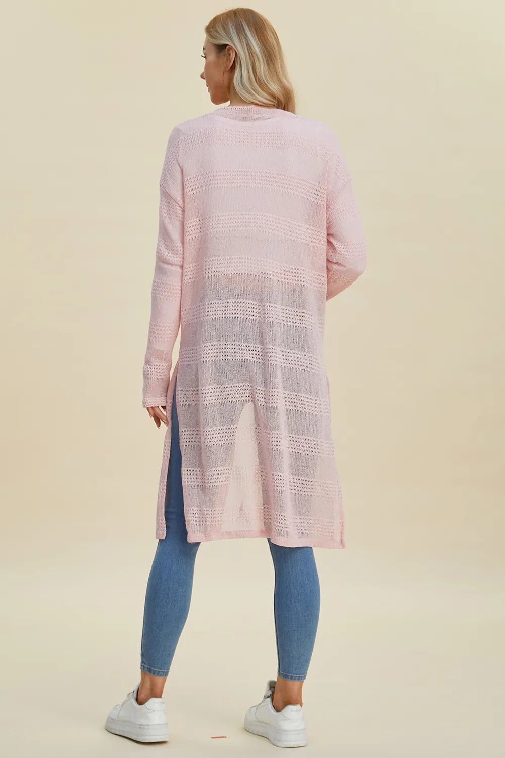 Double Take Full Size Open Front Longline Cardigan - PBNJ FASHIONS