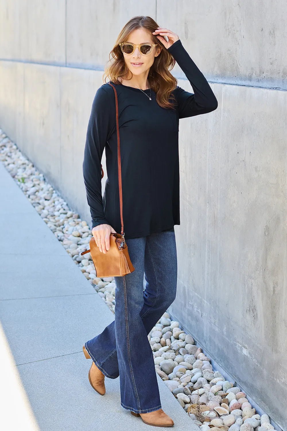 Basic Bae Full Size Round Neck Long Sleeve Top - PBNJ FASHIONS