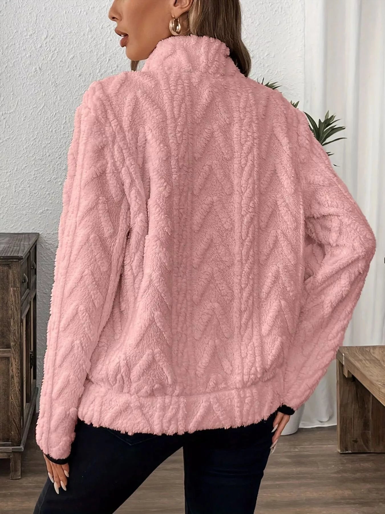Full Size Half Zip Kangaroo Pocket Sweatshirt Plus Size - PBNJ FASHIONS