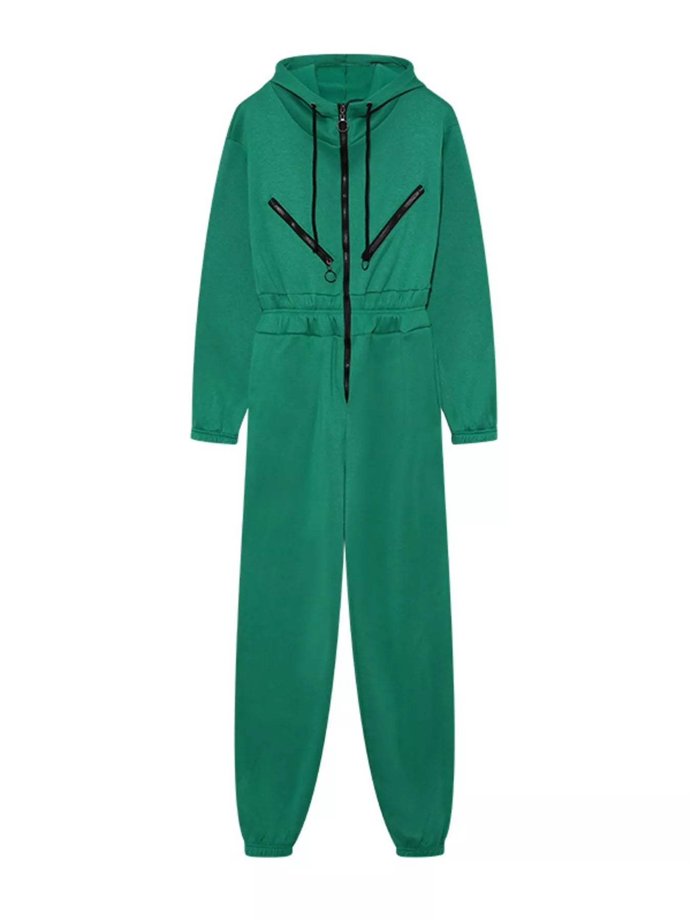 Hooded Zip - Up Long Sleeve Jumpsuit - PBNJ FASHIONS