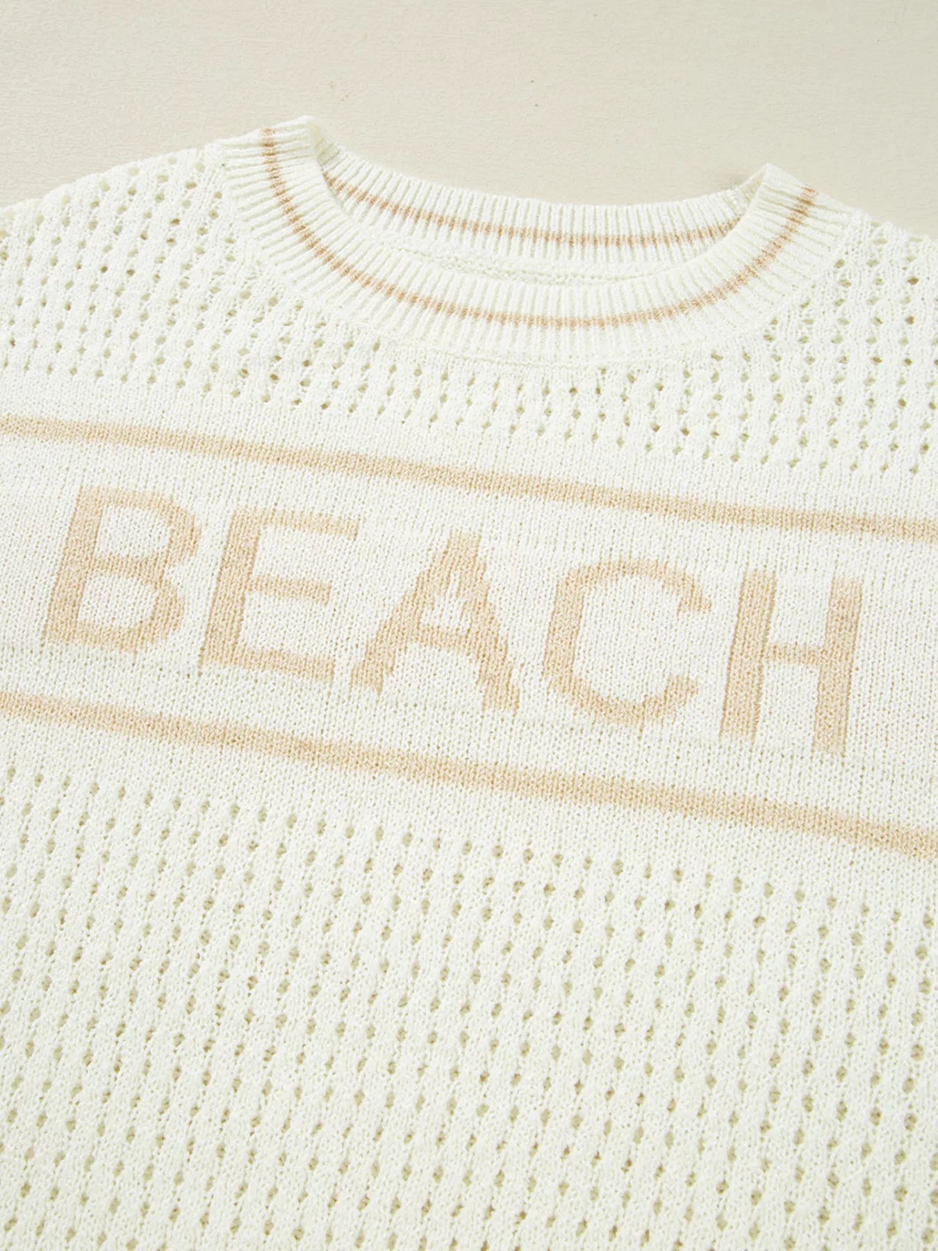 BEACH Hollow Out Knitted Lightweight Dolman Sweater - PBNJ FASHIONS
