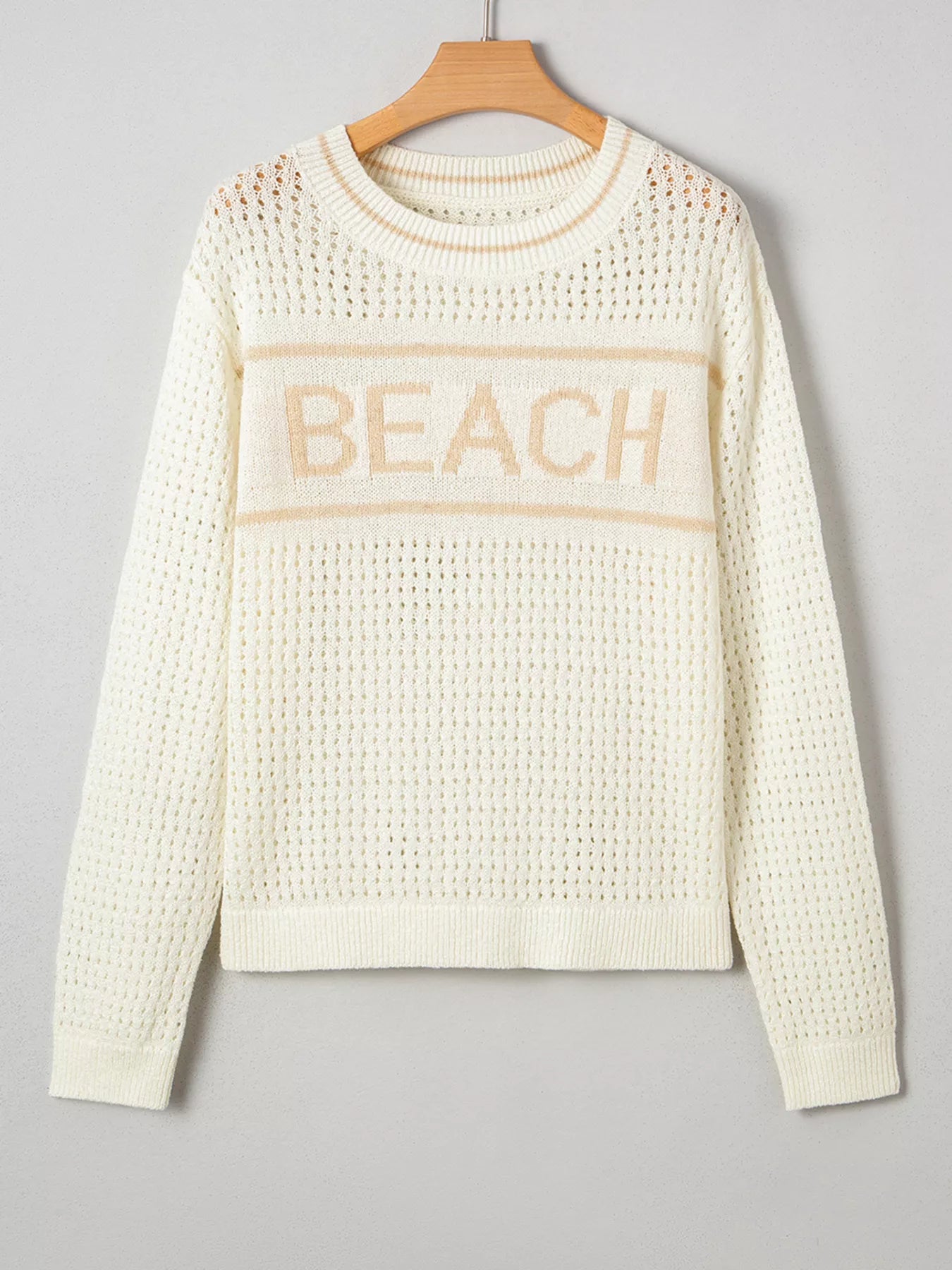 BEACH Hollow Out Knitted Lightweight Dolman Sweater - PBNJ FASHIONS