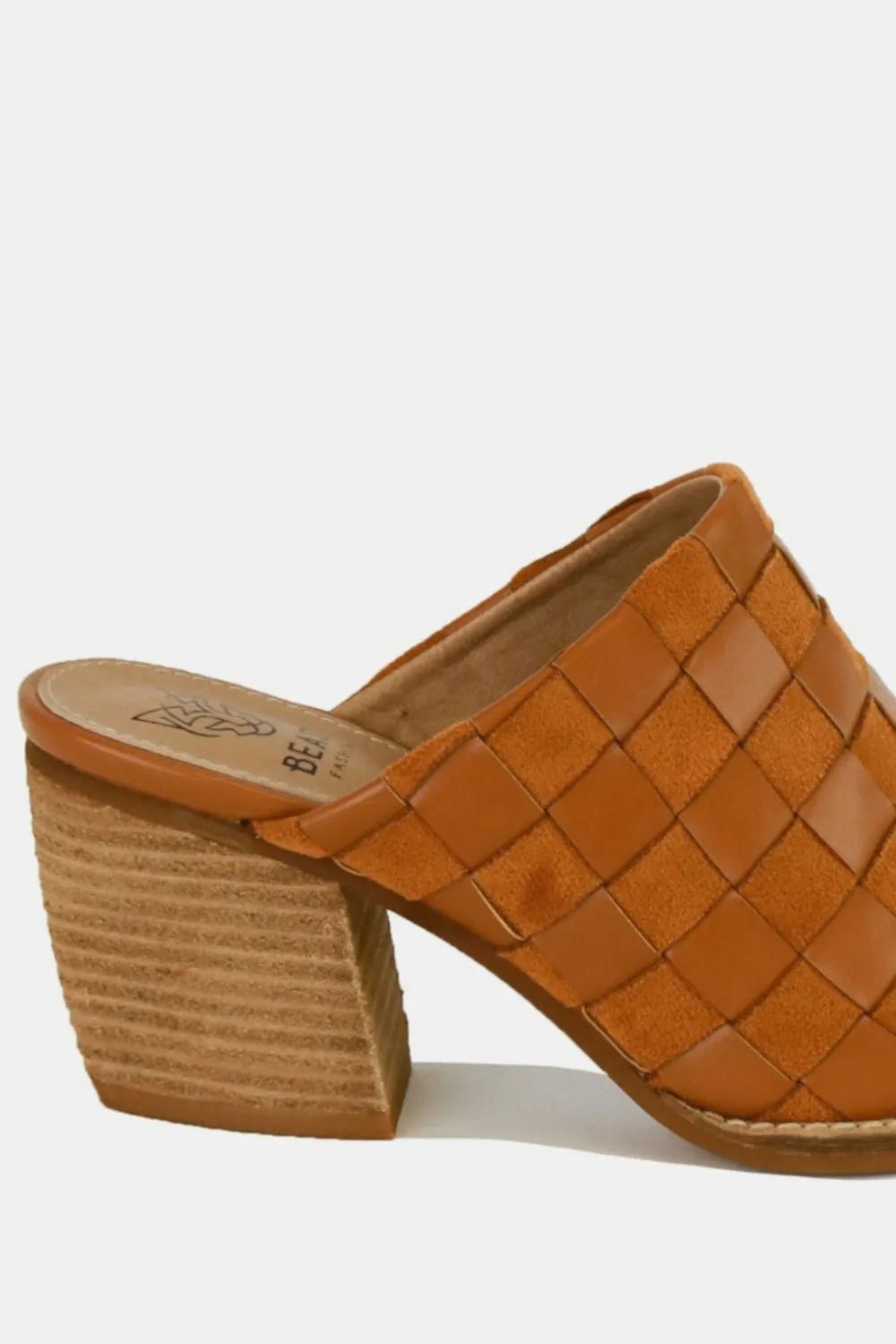 Beast Fashion Woven Checkerboard Block Heel Mule Shoes - PBNJ FASHIONS