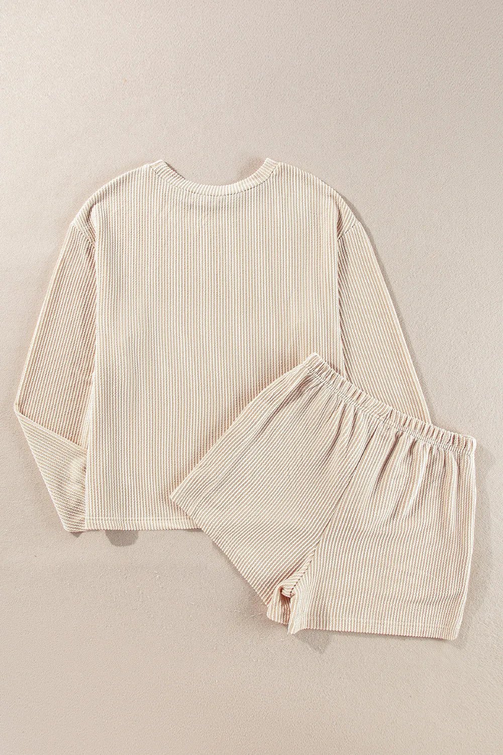 Round Neck Long Sleeve Top and Shorts Set - PBNJ FASHIONS