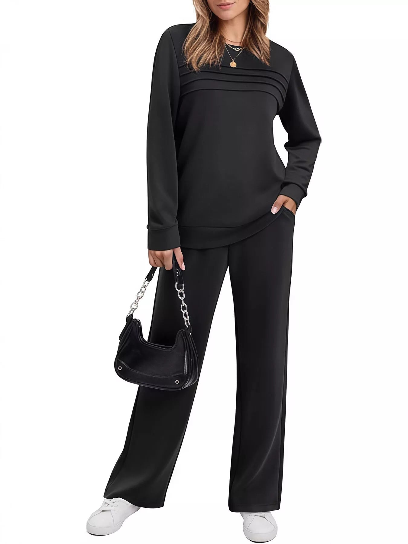 Full Size Casual Long Sleeve Top and Pants Set Plus Size - PBNJ FASHIONS