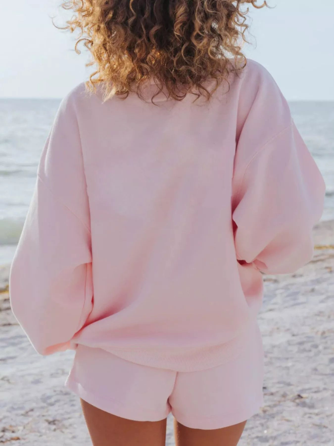 Relaxed Fit Round Neck Sweatshirt and Shorts Set - PBNJ FASHIONS