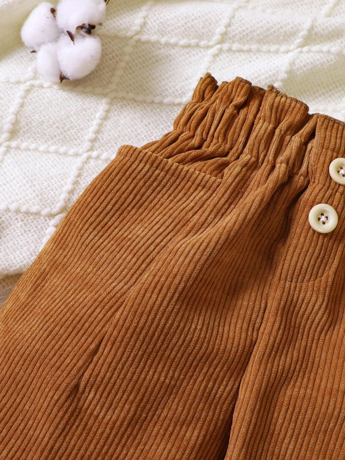 Children's Ruffled Hem Corduroy Pants - PBNJ FASHIONS