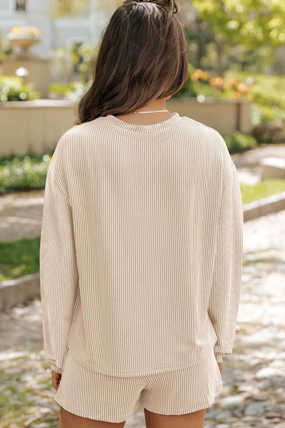 Round Neck Long Sleeve Top and Shorts Set - PBNJ FASHIONS