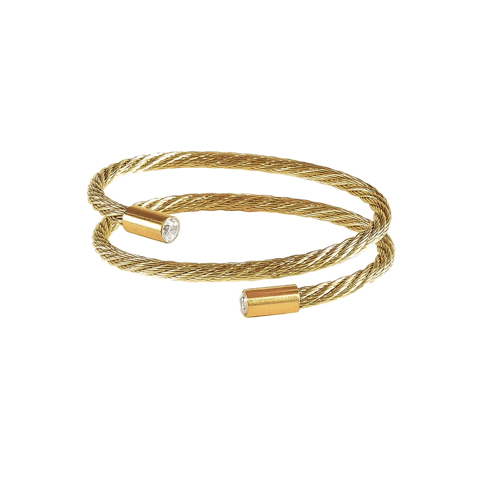 BG003G B.Tiff Double Wrapped Cable Gold Bangle Bracelet - PBNJ FASHIONS