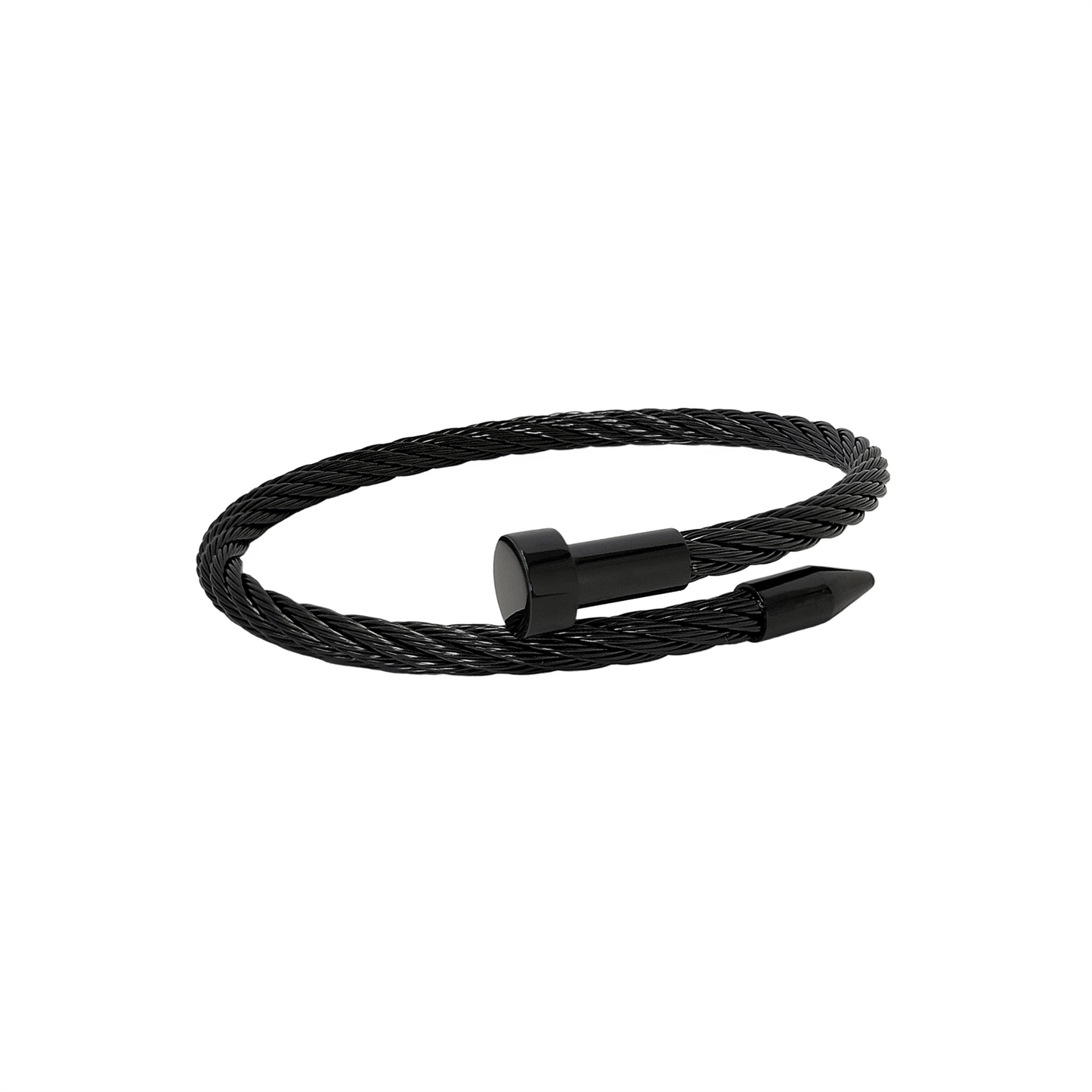 BG004B B.Tiff Black Pointe Cable Bangle Bracelet - PBNJ FASHIONS
