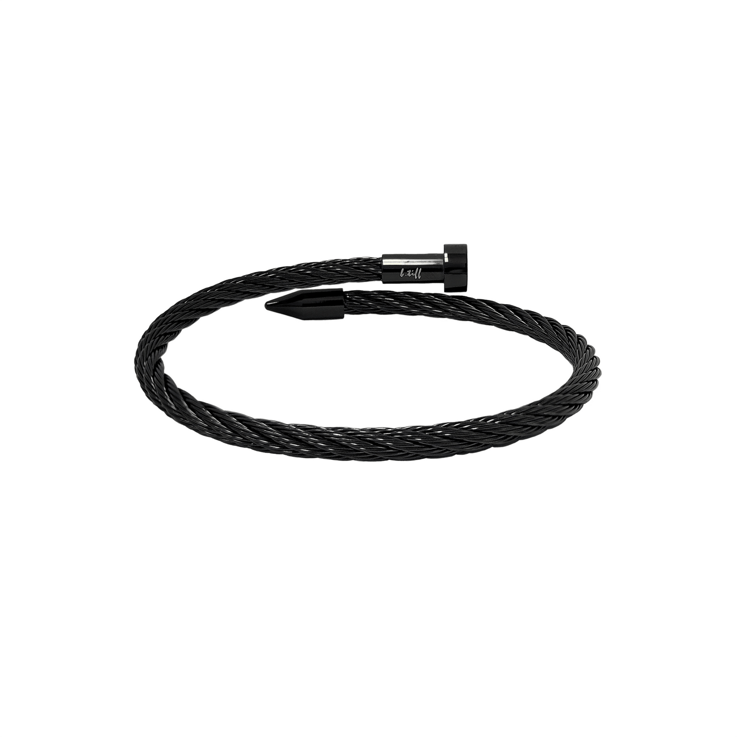 BG004B B.Tiff Black Pointe Cable Bangle Bracelet - PBNJ FASHIONS