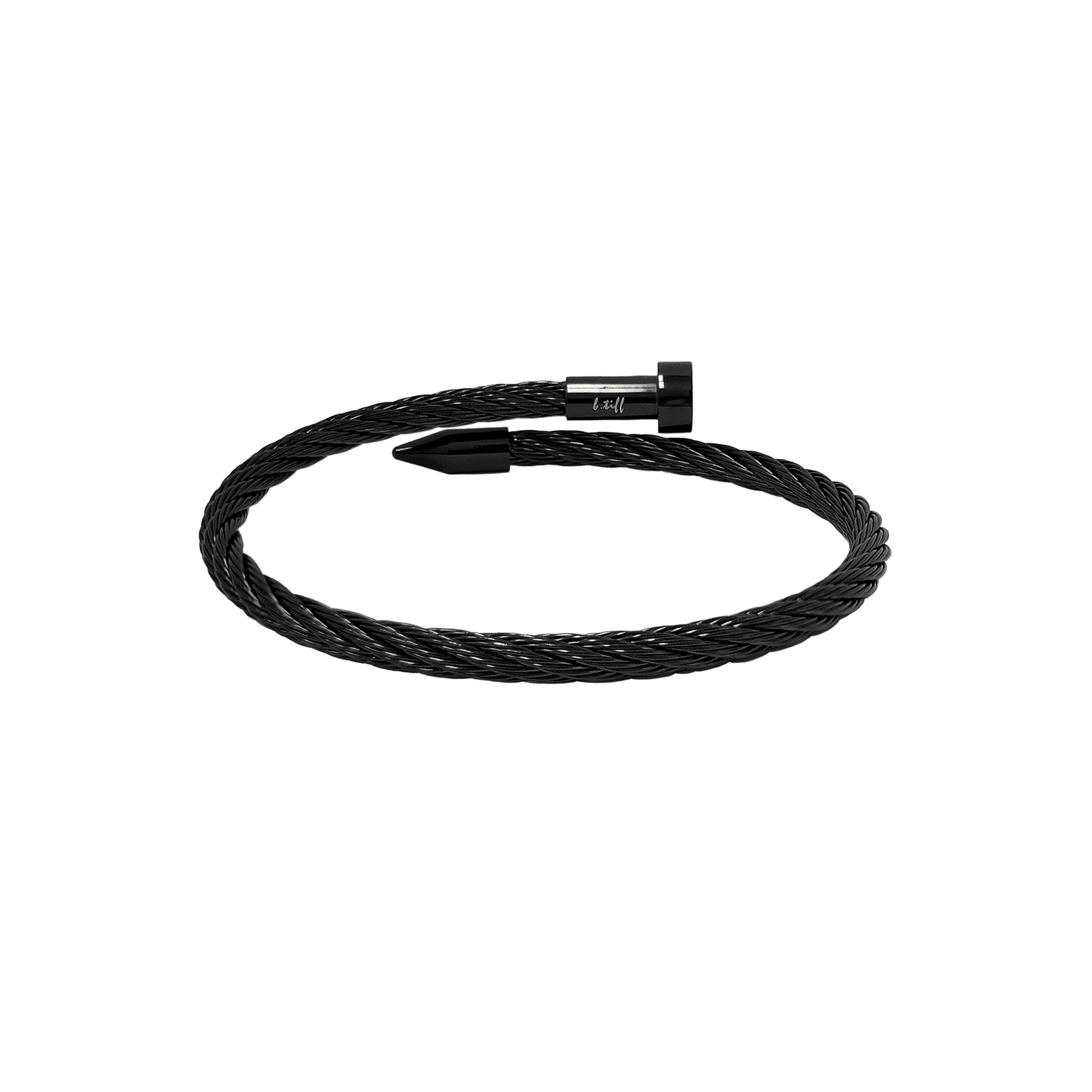 BG004B B.Tiff Black Pointe Cable Bangle Bracelet - PBNJ FASHIONS