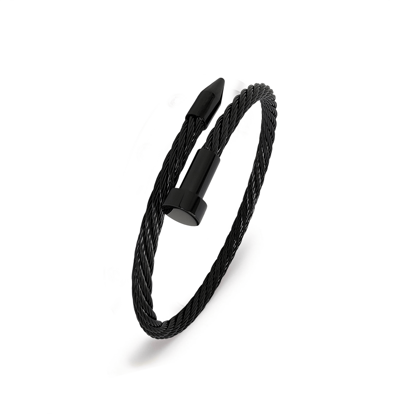 BG004B B.Tiff Black Pointe Cable Bangle Bracelet - PBNJ FASHIONS