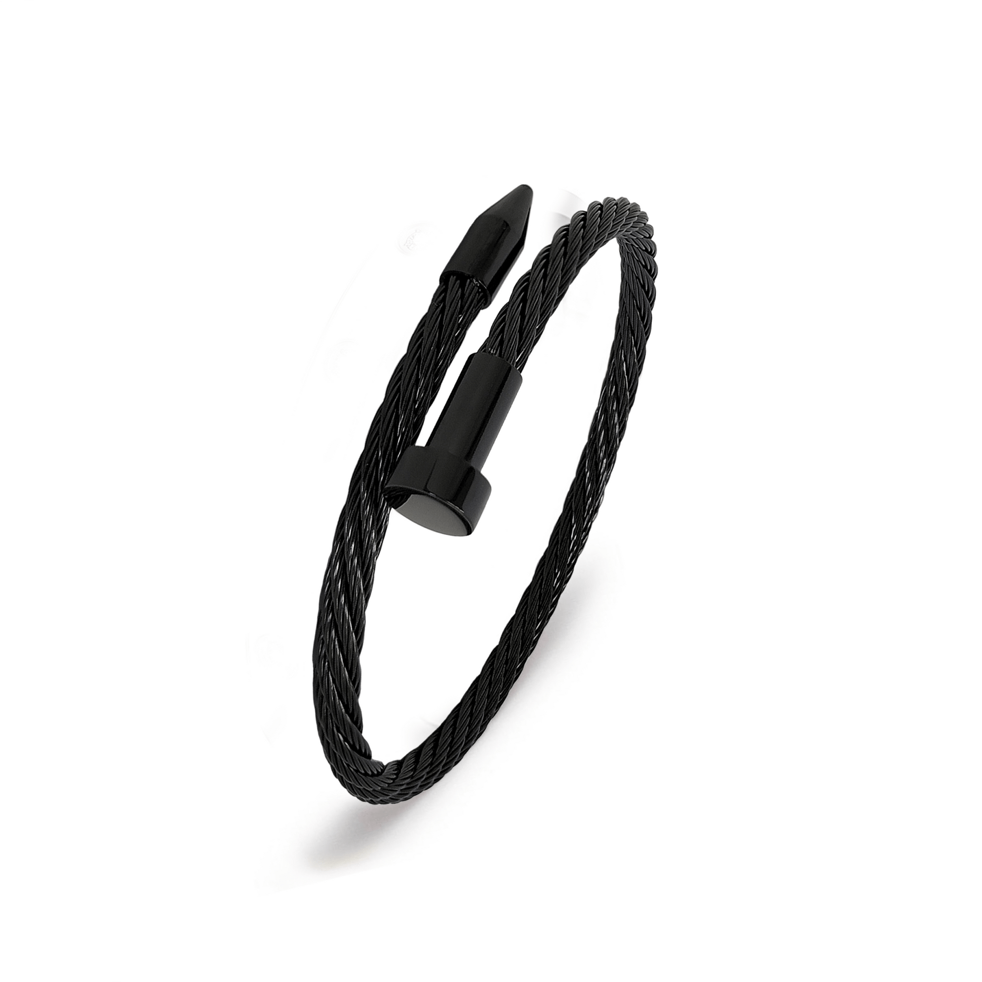 BG004B B.Tiff Black Pointe Cable Bangle Bracelet - PBNJ FASHIONS