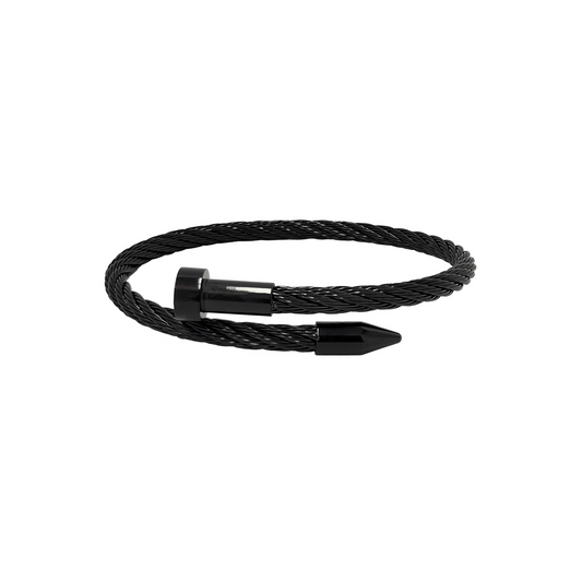 BG004B B.Tiff Black Pointe Cable Bangle Bracelet - PBNJ FASHIONS