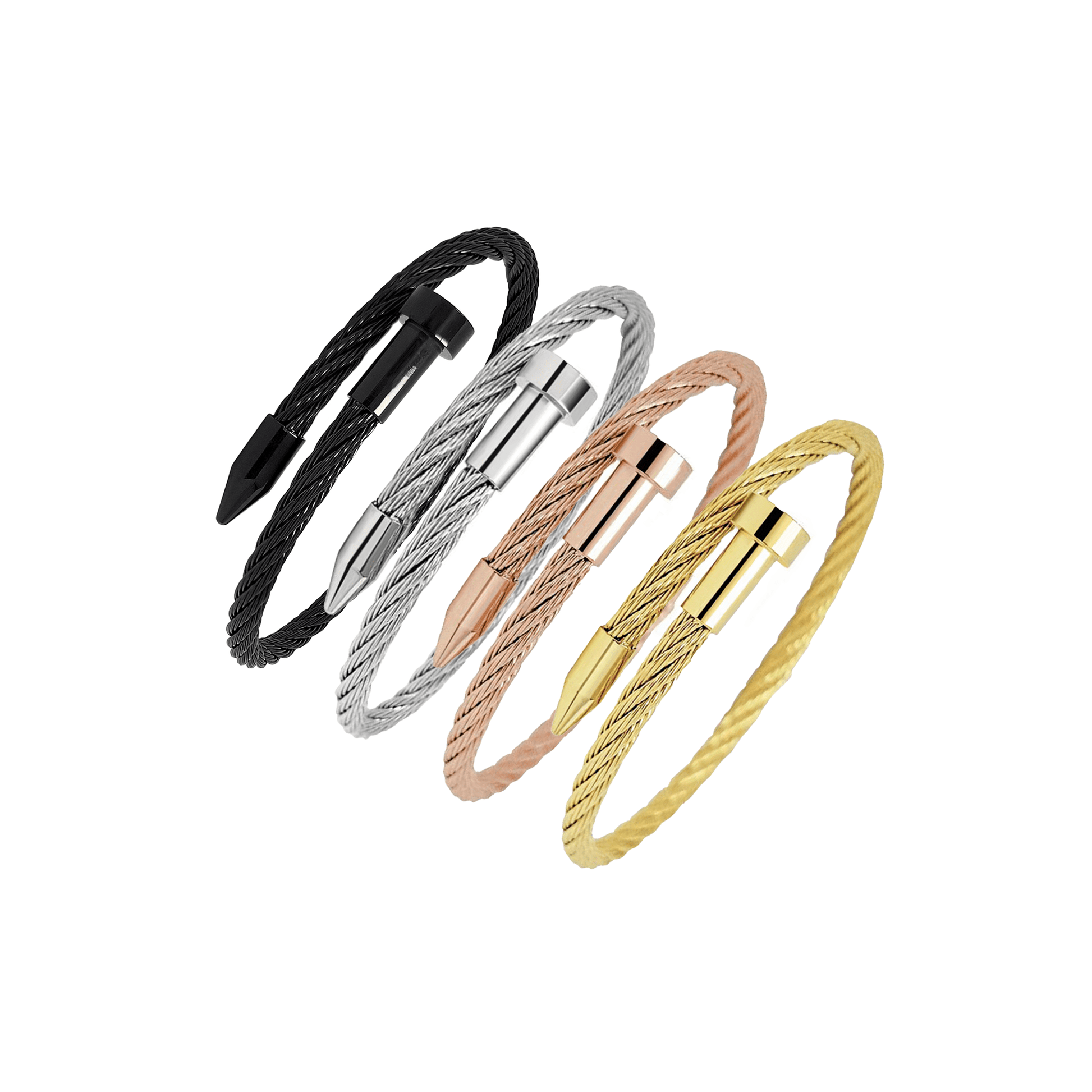 BG004G B.Tiff Gold Pointe Cable Bangle Bracelet - PBNJ FASHIONS