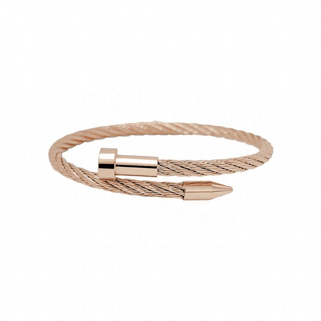 BG004RG B.Tiff Rose Gold Pointe Cable Bangle Bracelet - PBNJ FASHIONS