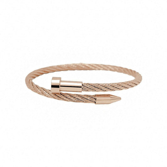 BG004RG B.Tiff Rose Gold Pointe Cable Bangle Bracelet - PBNJ FASHIONS