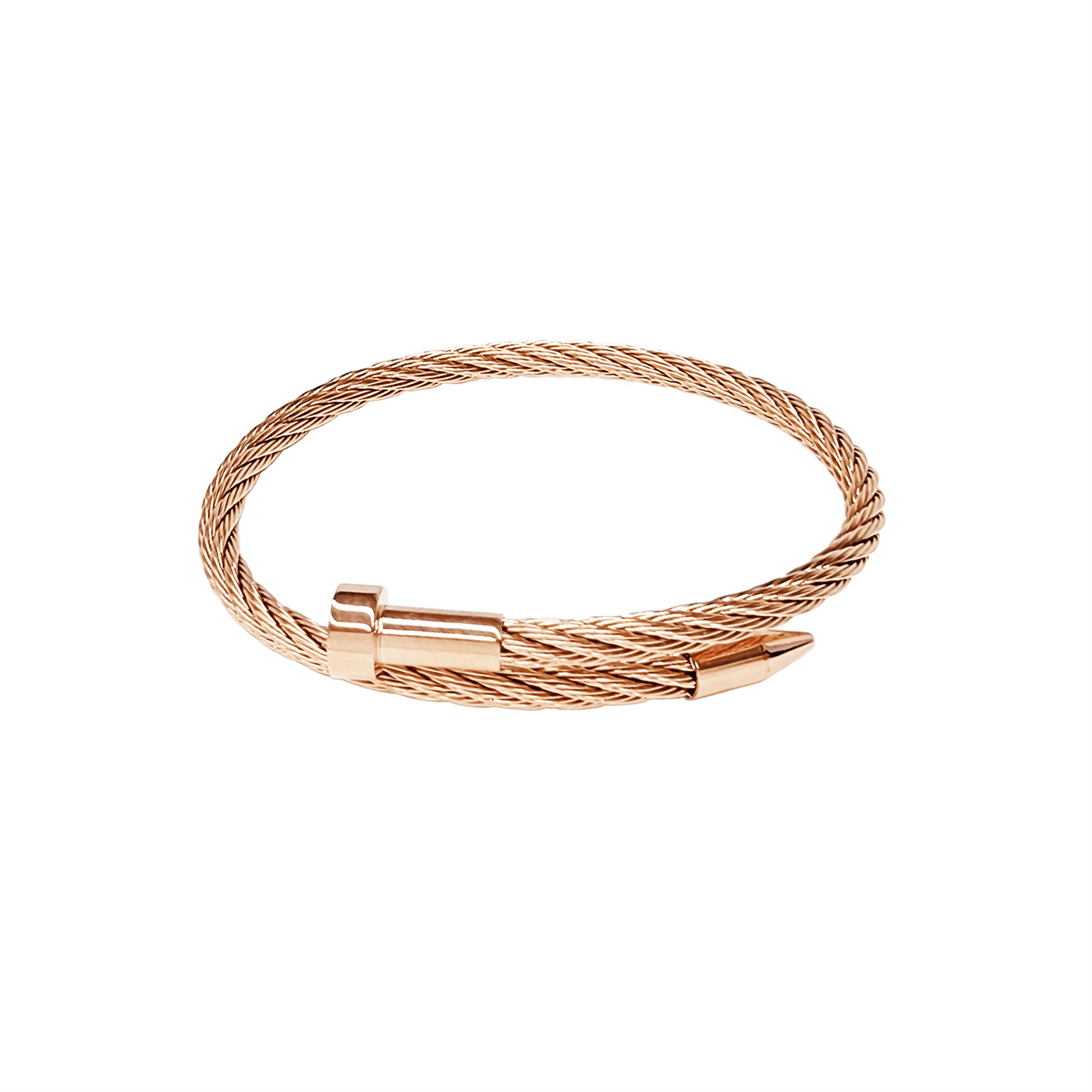 BG004RG B.Tiff Rose Gold Pointe Cable Bangle Bracelet - PBNJ FASHIONS
