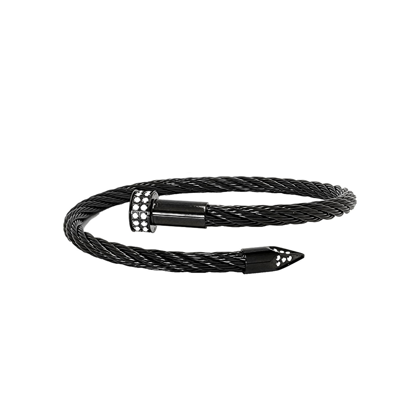 BG005B B.Tiff Black Pavé Pointe Cable Bangle Bracelet - PBNJ FASHIONS