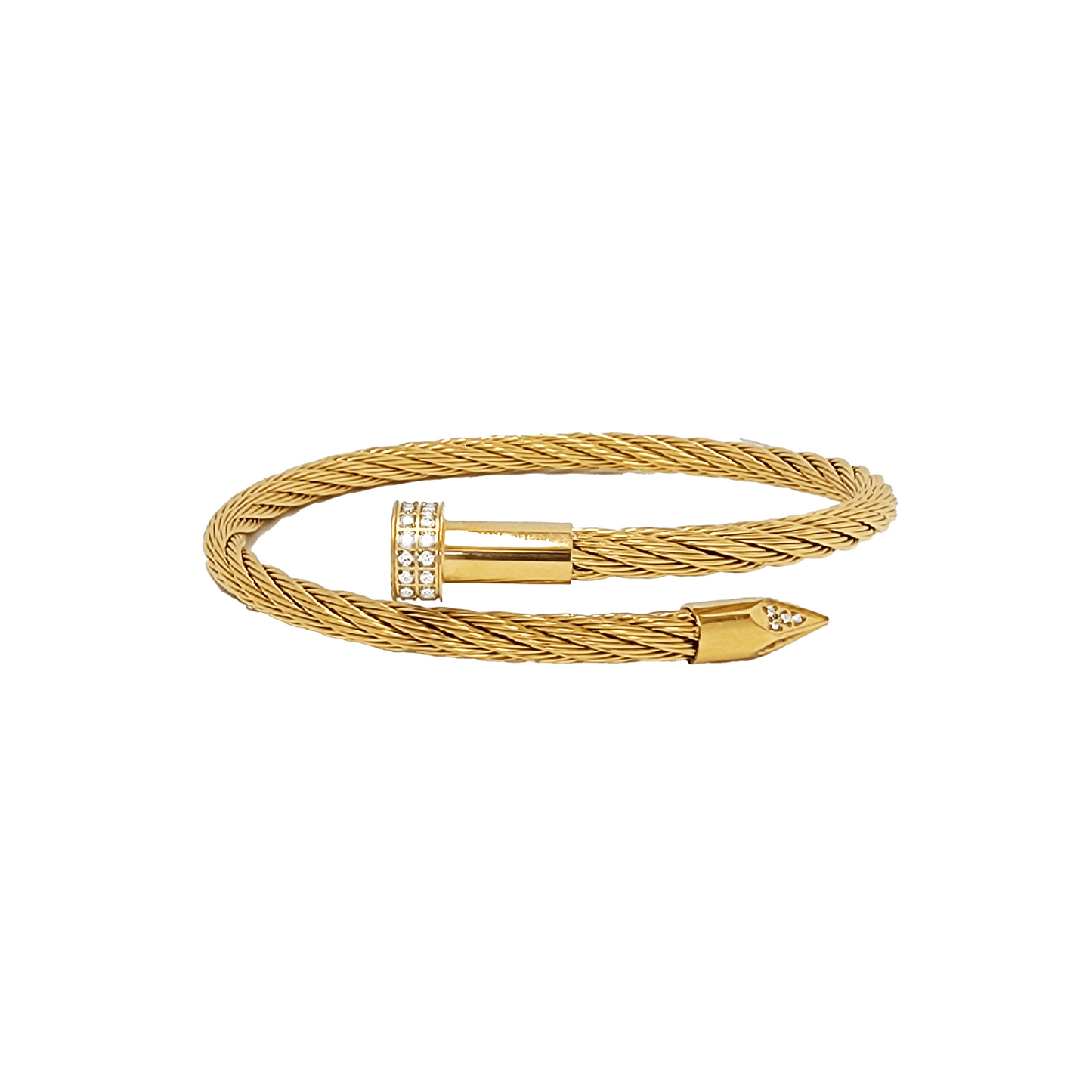 BG005G B.Tiff Gold Pavé Pointe Cable Bangle Bracelet - PBNJ FASHIONS