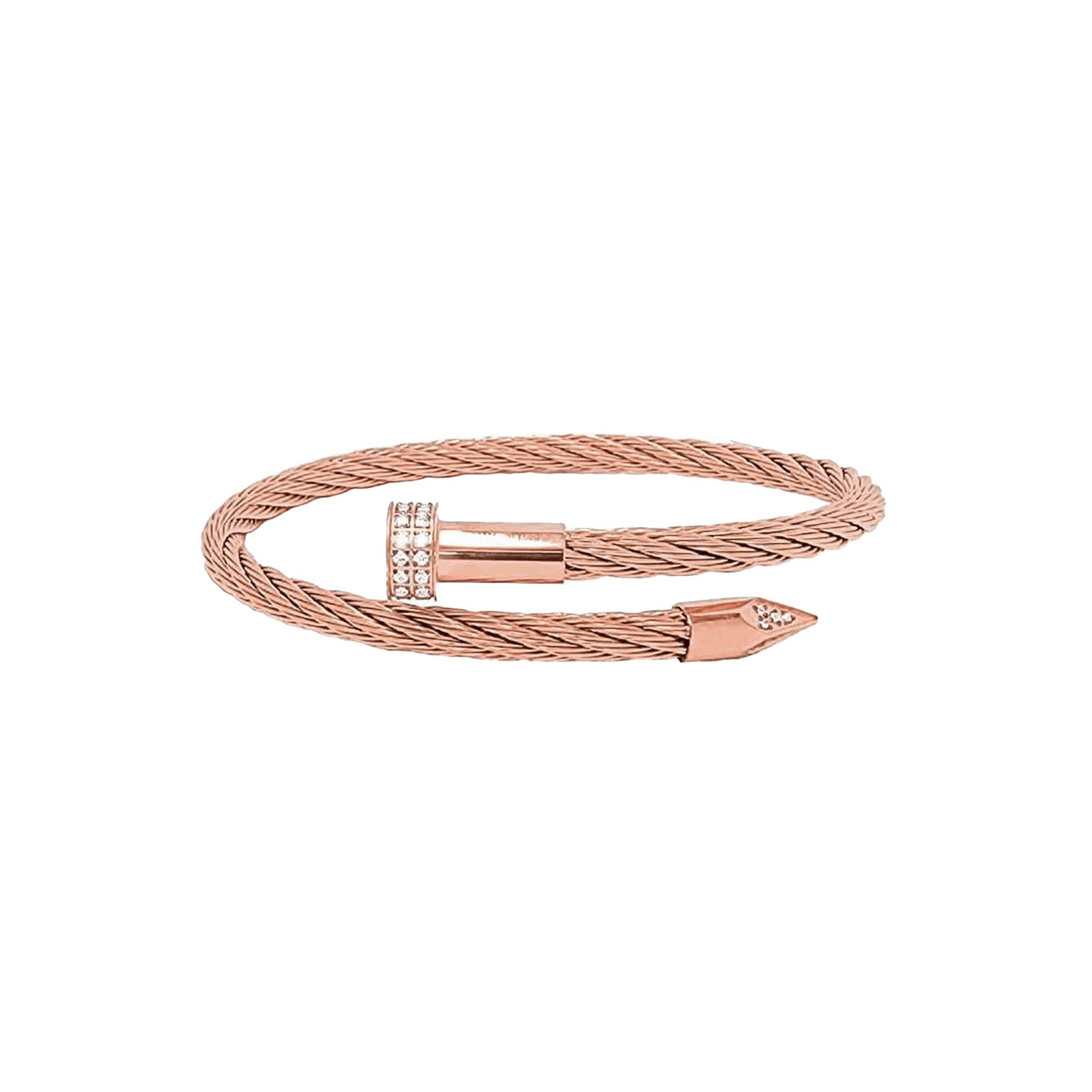 BG005RG B.Tiff Rose Gold Pavé Pointe Cable Bangle Bracelet - PBNJ FASHIONS