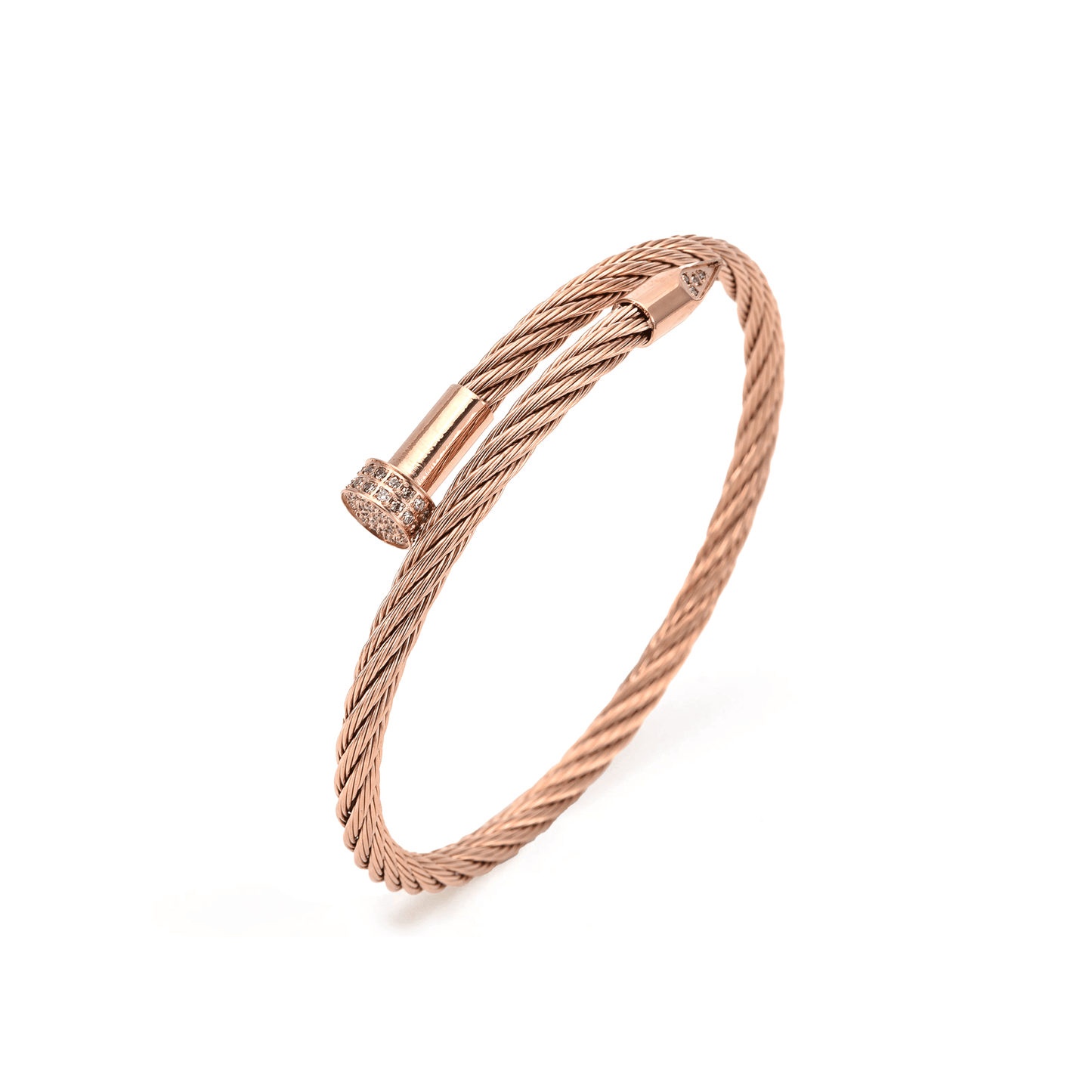BG005RG B.Tiff Rose Gold Pavé Pointe Cable Bangle Bracelet - PBNJ FASHIONS