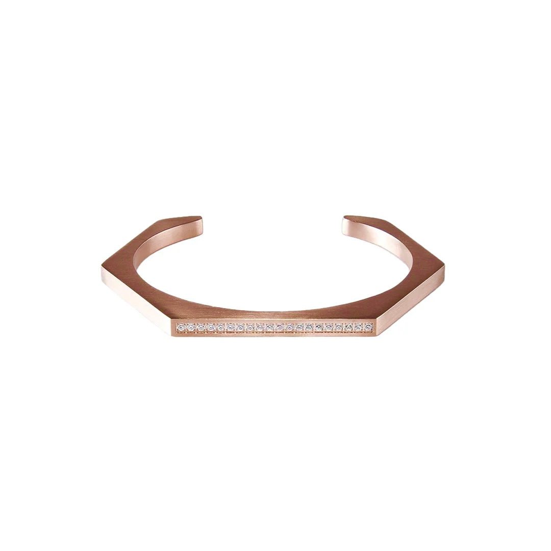 BG017RG B.Tiff Rose Gold Edge Pave Hexagon Bangle Bracelet - PBNJ FASHIONS