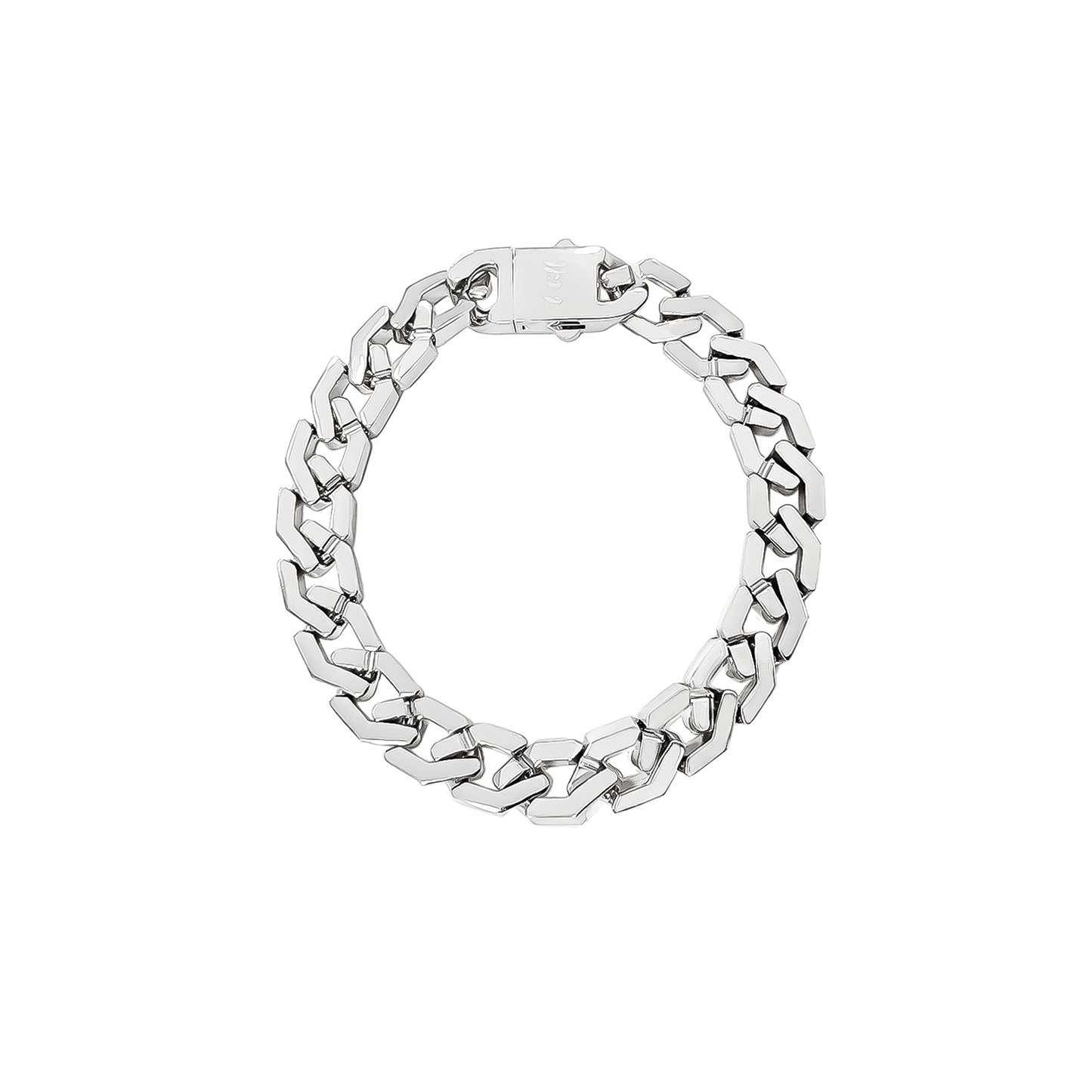BG100W B.Tiff High Polish Flat Angular Cuban Link Bracelet - PBNJ FASHIONS