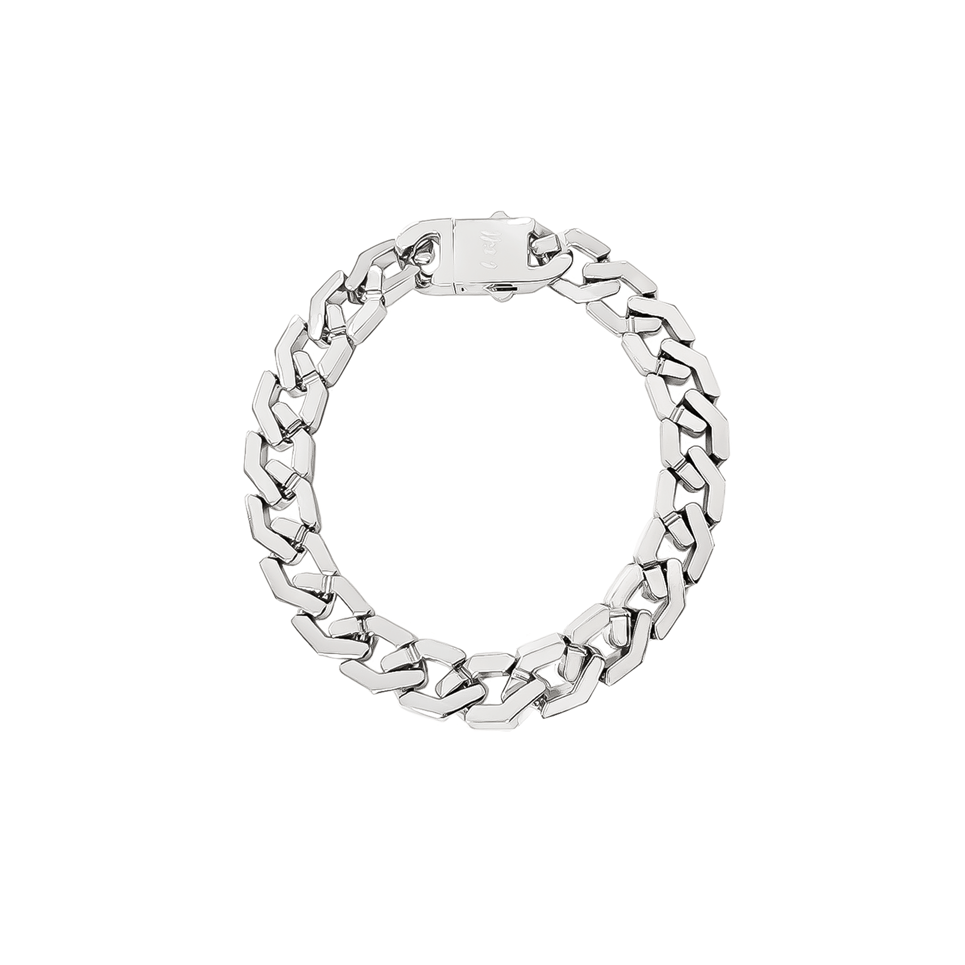 BG100W B.Tiff High Polish Flat Angular Cuban Link Bracelet - PBNJ FASHIONS