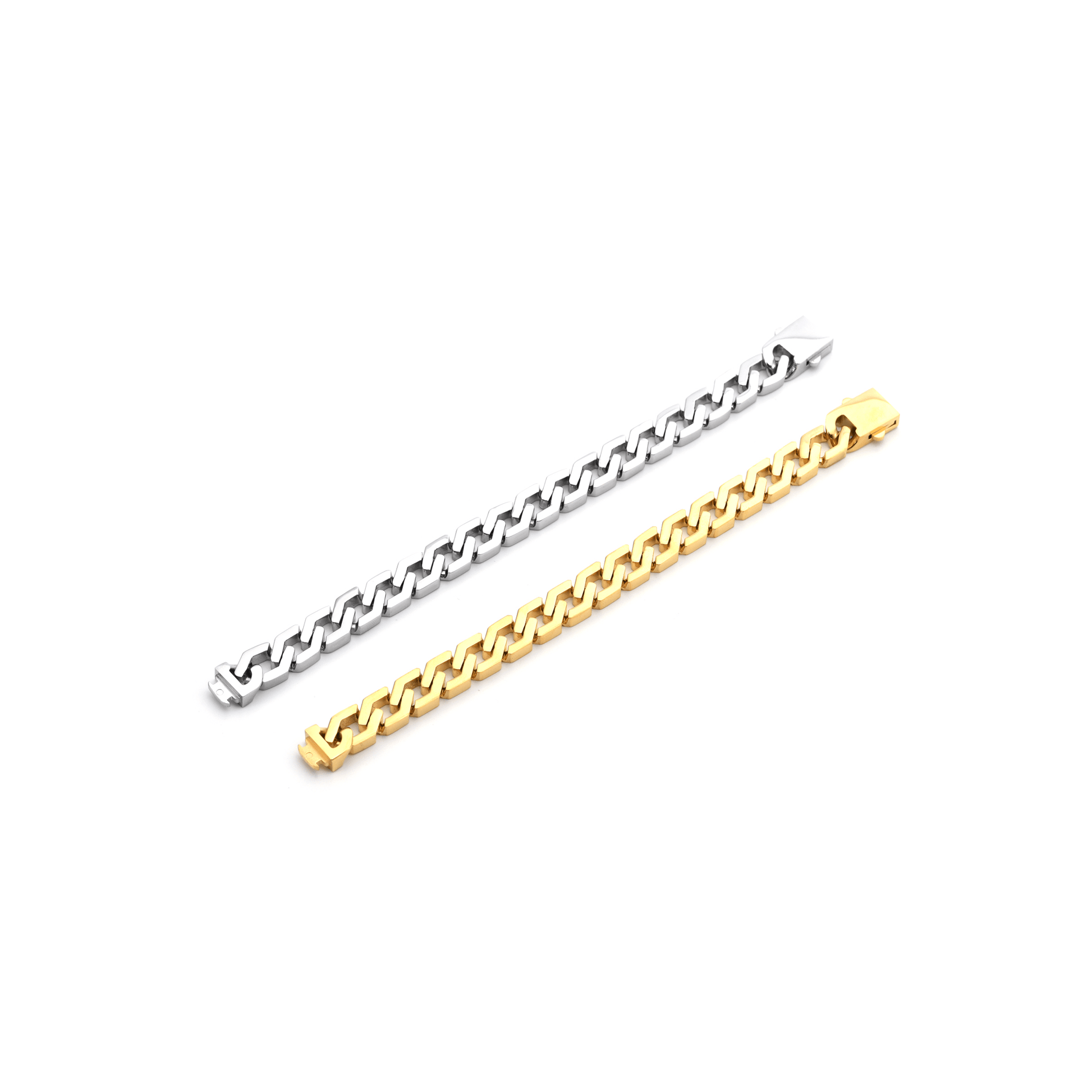 BG100W B.Tiff High Polish Flat Angular Cuban Link Bracelet - PBNJ FASHIONS