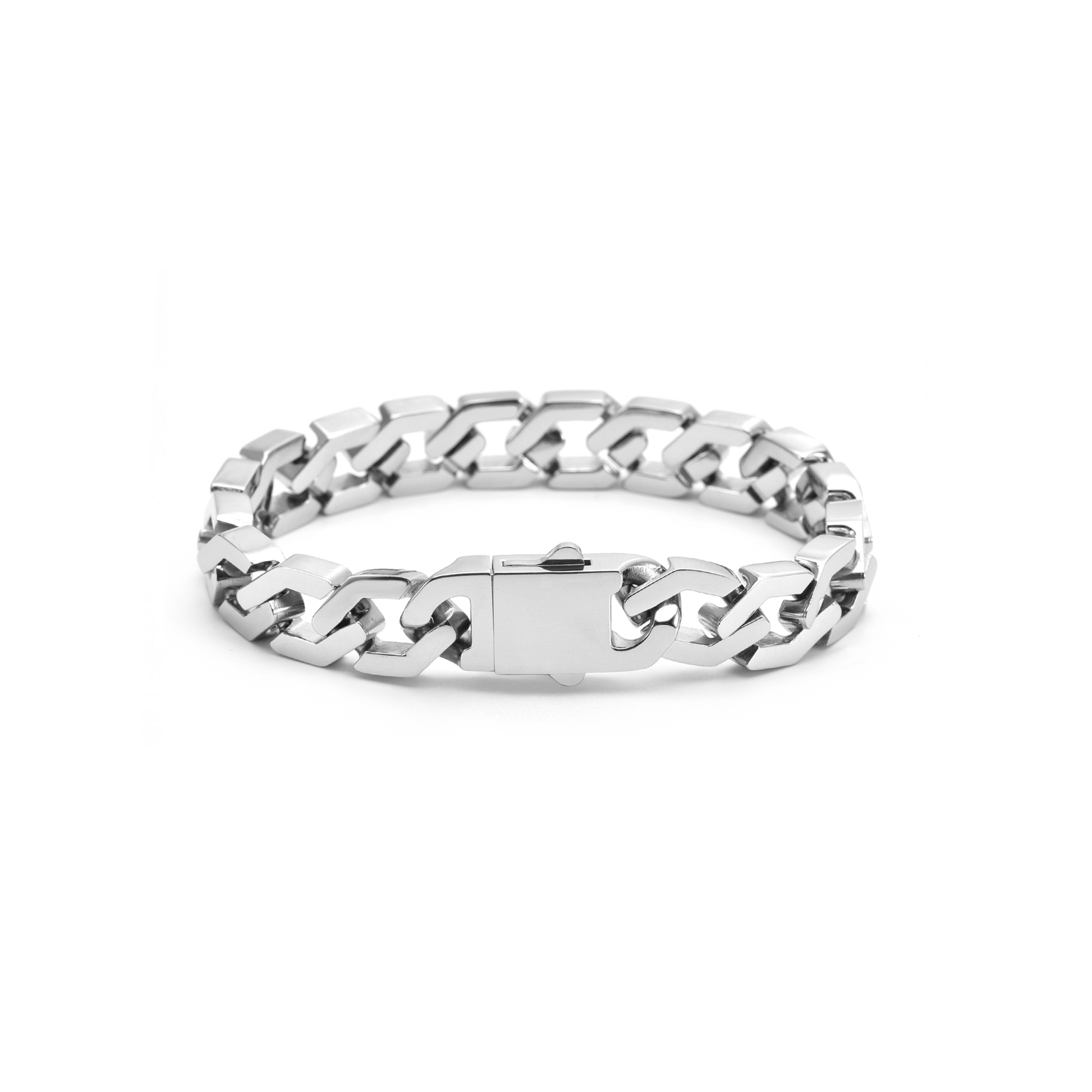 BG100W B.Tiff High Polish Flat Angular Cuban Link Bracelet - PBNJ FASHIONS