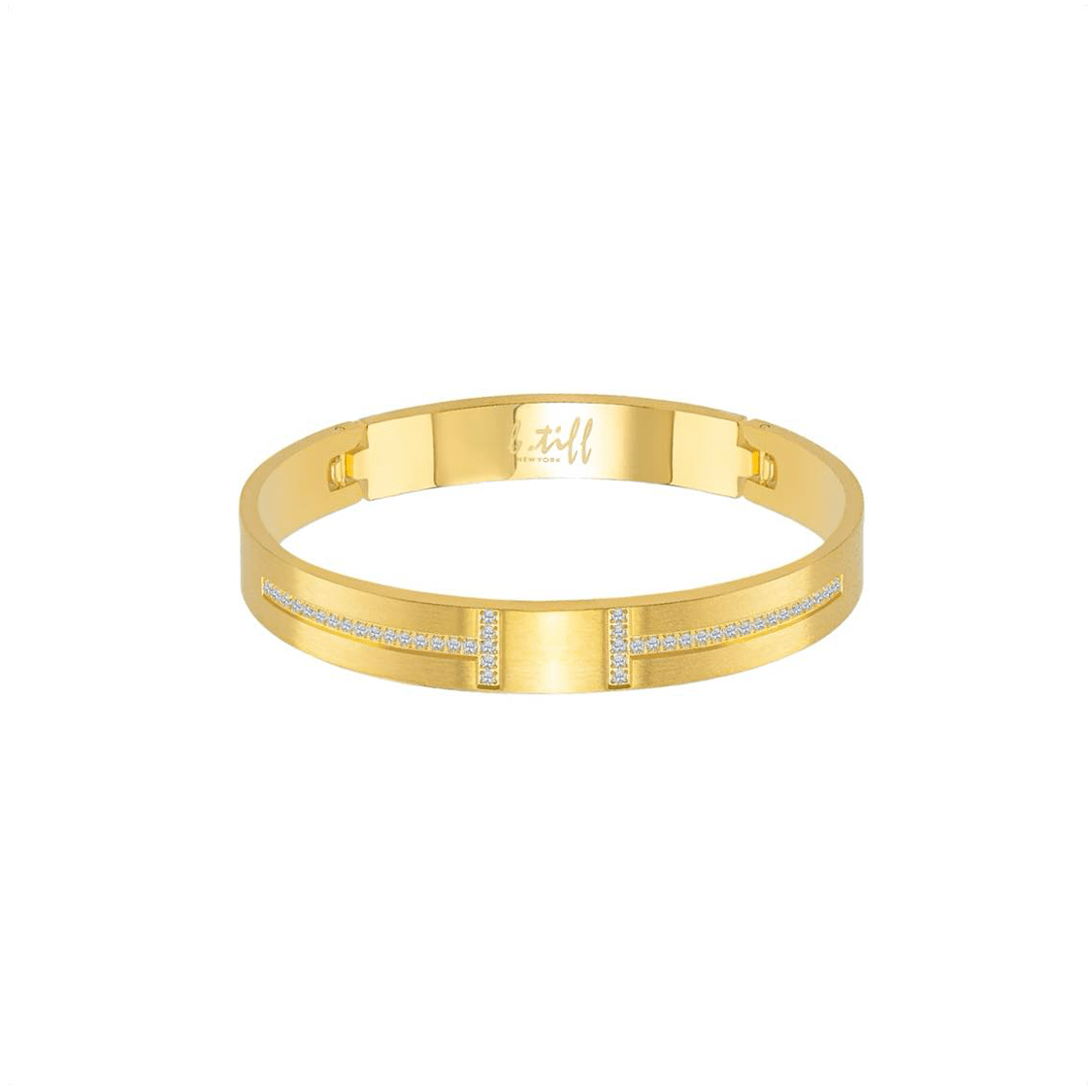 BG107G B.Tiff Pavé Harmony Gold Bangle Bracelet - PBNJ FASHIONS