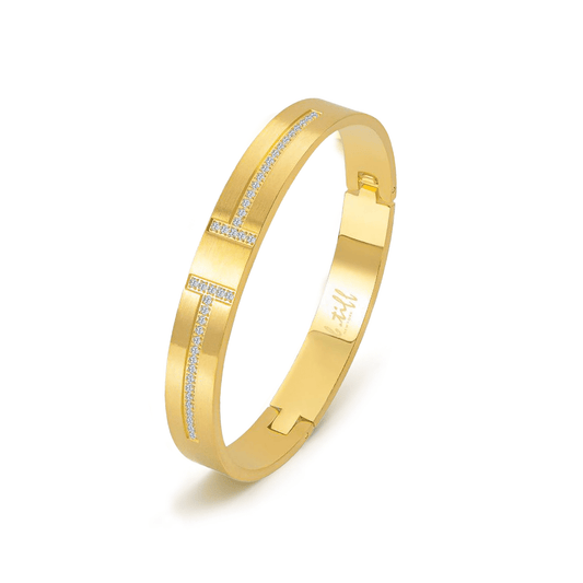 BG107G B.Tiff Pavé Harmony Gold Bangle Bracelet - PBNJ FASHIONS
