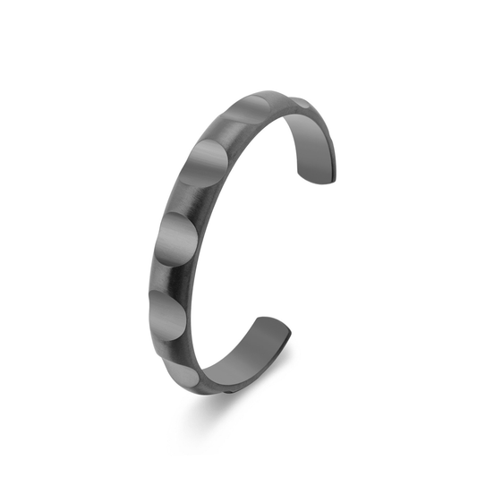 BG109GM B.Tiff Simplicity Gun Metal Circle Indent Adjustable Bangle Cuff - PBNJ FASHIONS