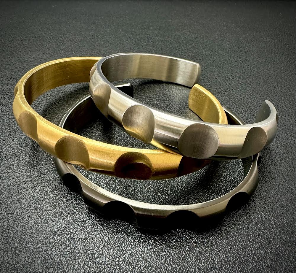 BG109W B.Tiff Simplicity Circle Indent Adjustable Bangle Cuff - PBNJ FASHIONS