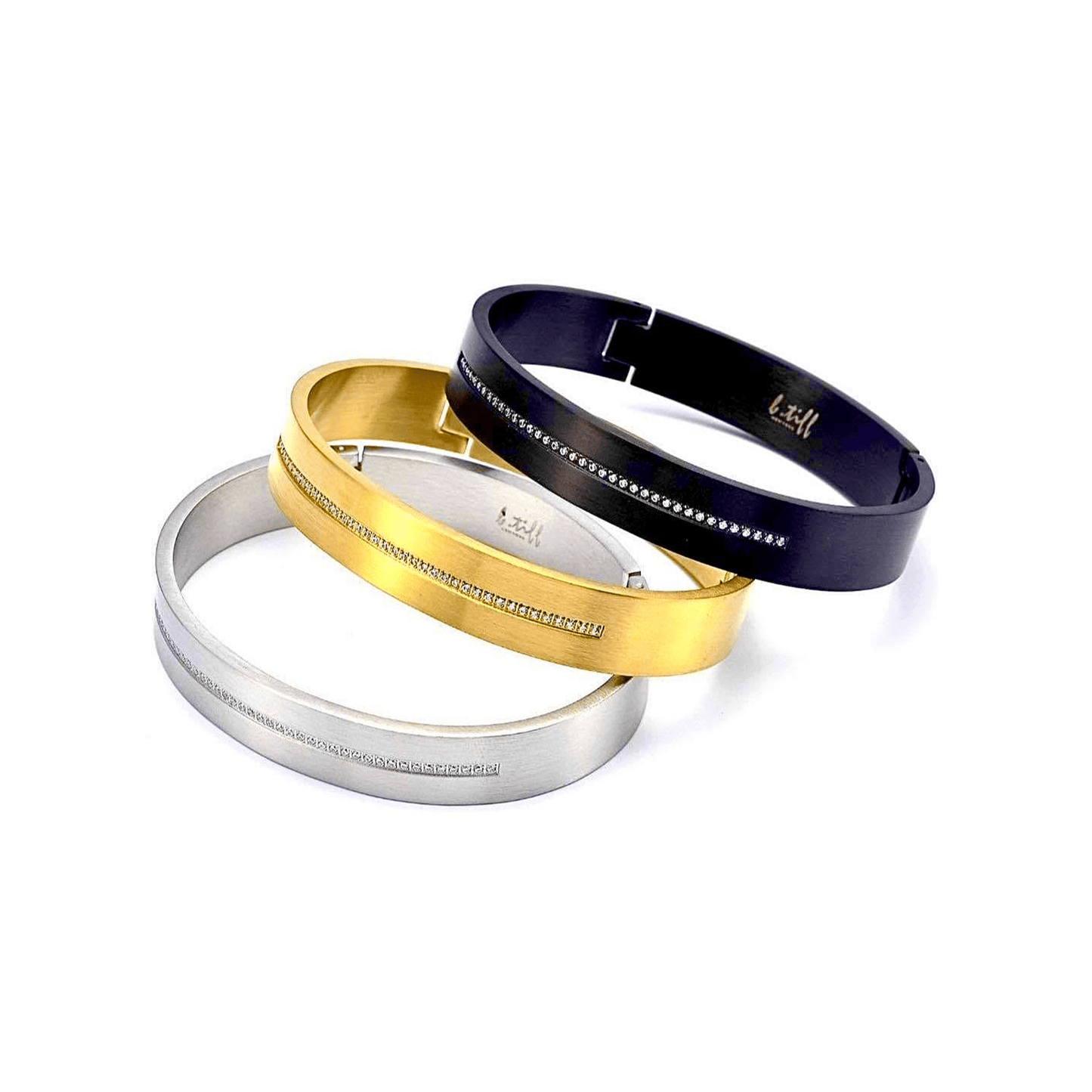 BG1212B B.Tiff Black Eternity 38 Bangle Bracelet - PBNJ FASHIONS