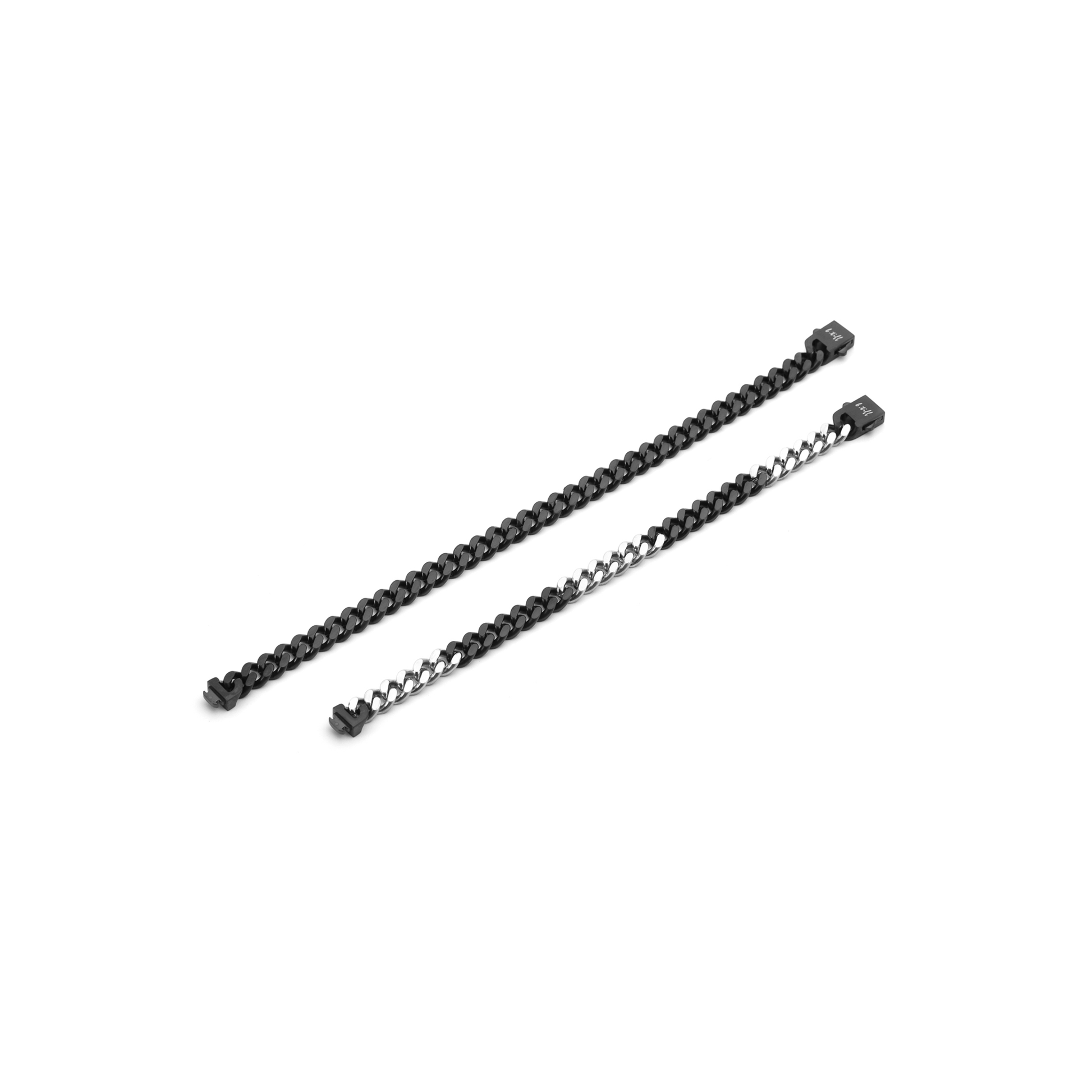 BG138BW B.Tiff 8mm 2 Tone Matte Black & High Polish Stainless Steel Flat Cuban Link Bracelet - PBNJ FASHIONS