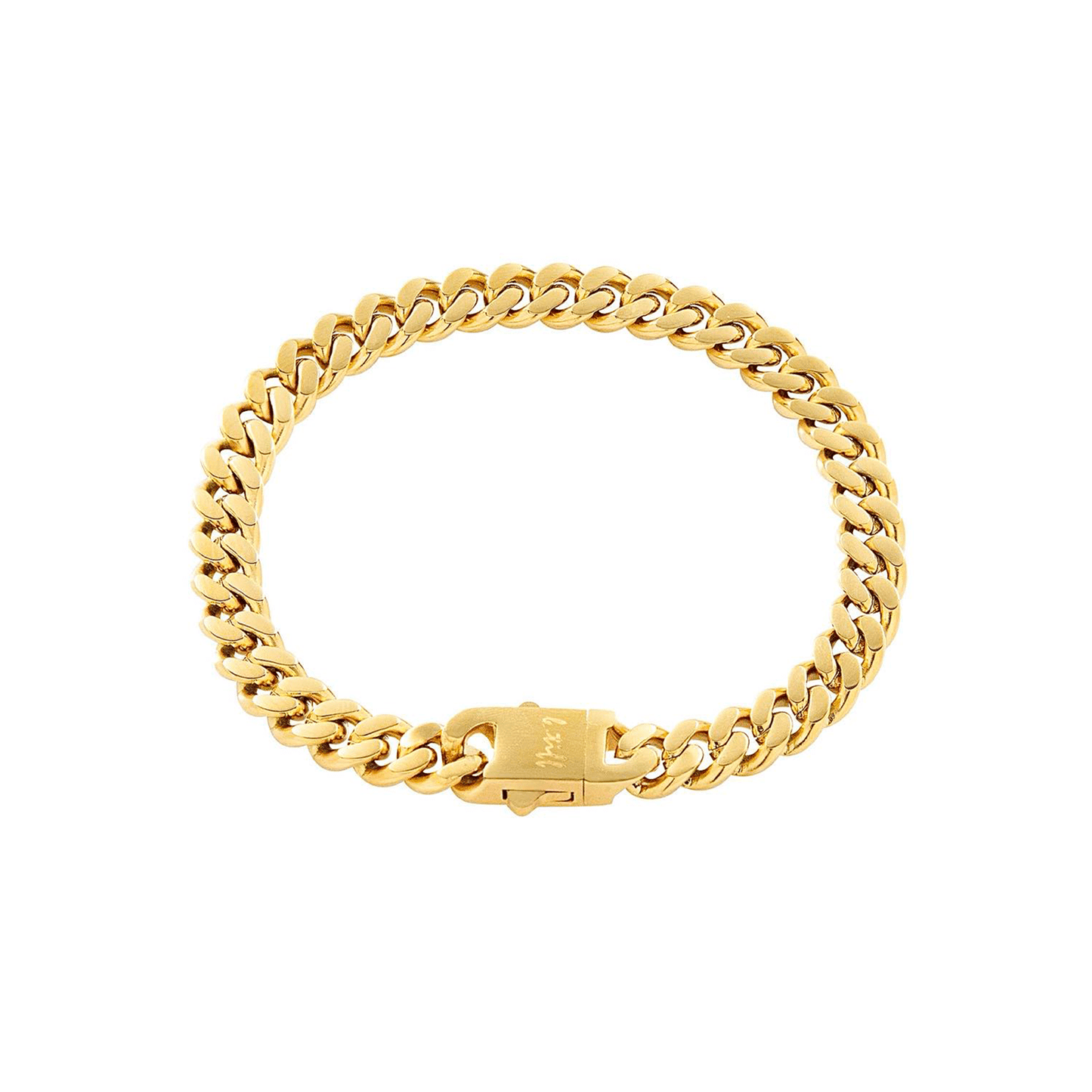 BG138G B.Tiff 8mm Gold Flat Cuban Link Bracelet - PBNJ FASHIONS
