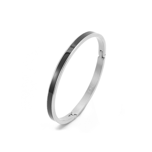 BG301WB B.Tiff "The Hamptons" Black Enamel Stainless Steel Bangle Bracelet - PBNJ FASHIONS