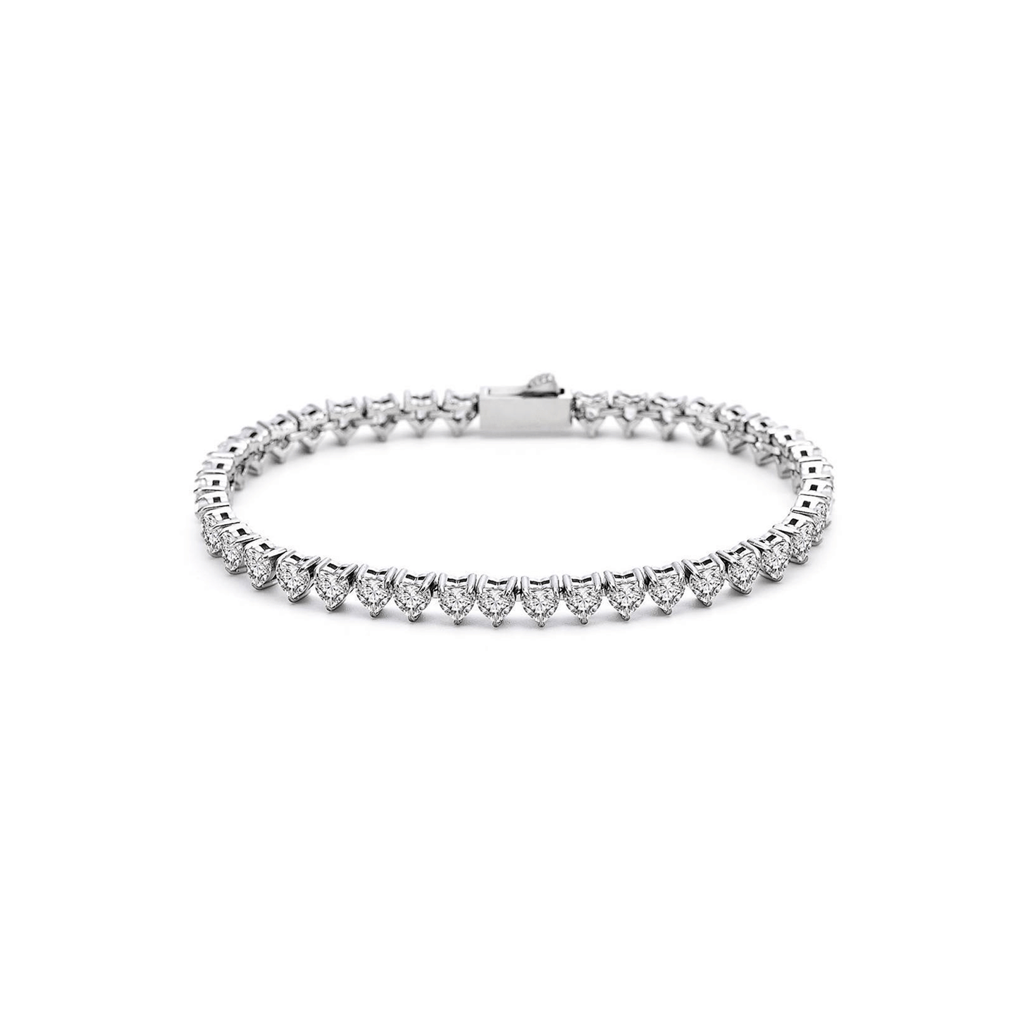 BG399W B.Tiff 4mm Heart Tennis Bracelet - Thin - PBNJ FASHIONS