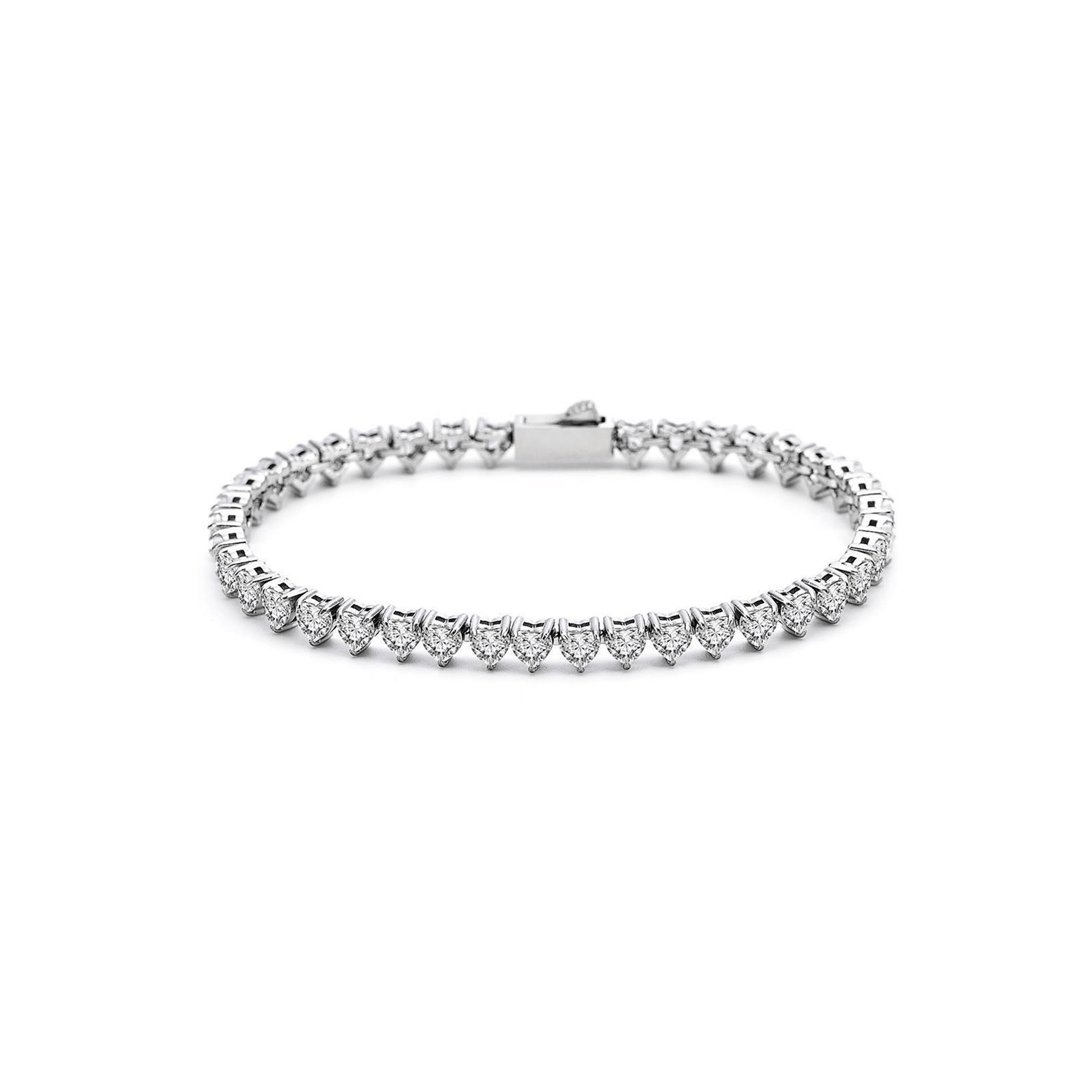 BG399W B.Tiff 4mm Heart Tennis Bracelet - Thin - PBNJ FASHIONS