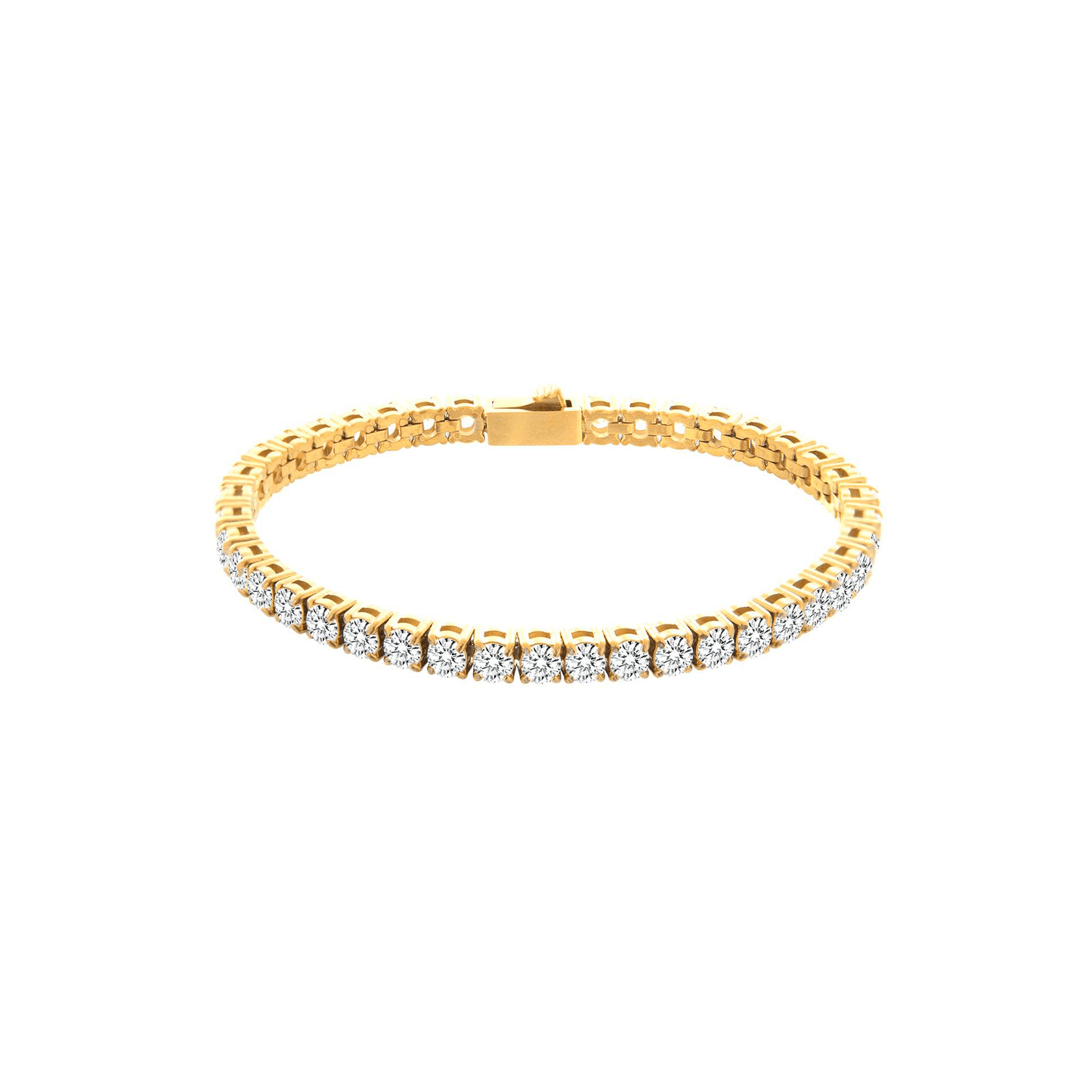 BG400G B.Tiff 4mm Gold Tennis Bracelet - Thin - PBNJ FASHIONS