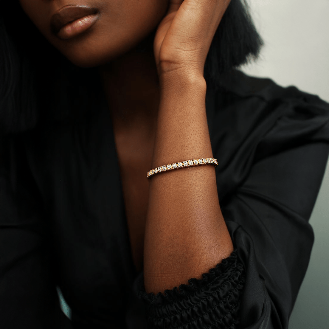 BG400G B.Tiff 4mm Gold Tennis Bracelet - Thin - PBNJ FASHIONS