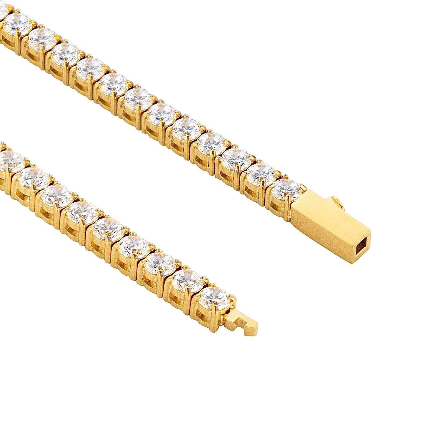 BG400G B.Tiff 4mm Gold Tennis Bracelet - Thin - PBNJ FASHIONS