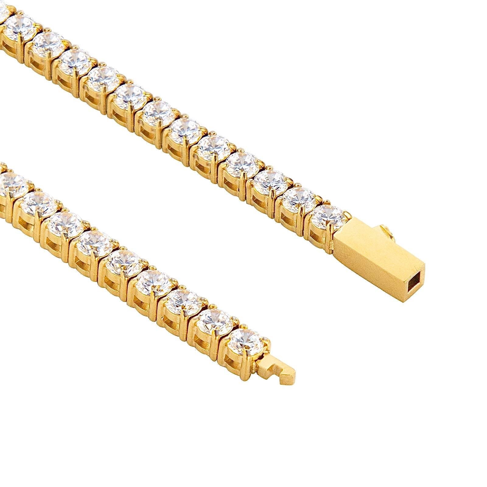 BG400G B.Tiff 4mm Gold Tennis Bracelet - Thin - PBNJ FASHIONS