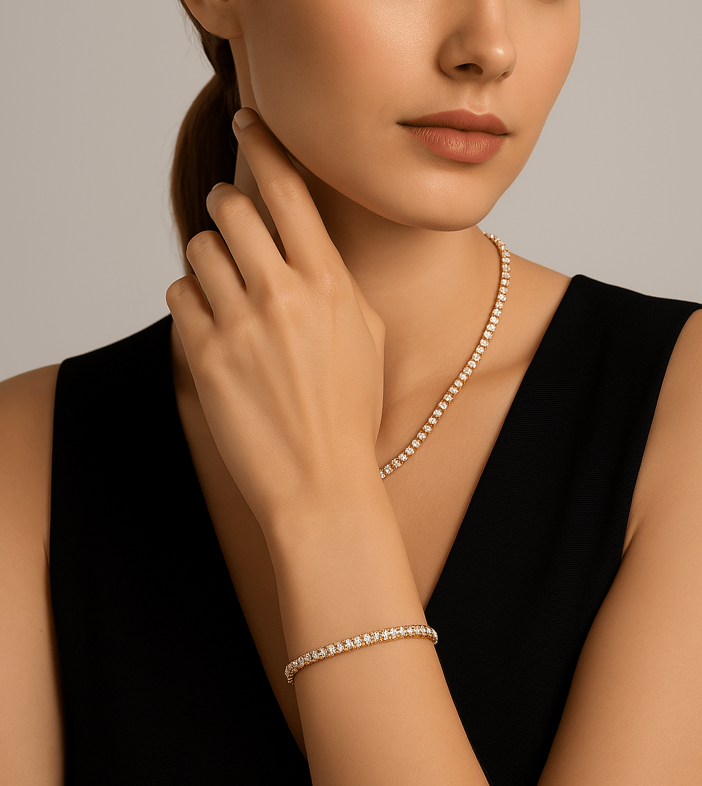 BG400G B.Tiff 4mm Gold Tennis Bracelet - Thin - PBNJ FASHIONS
