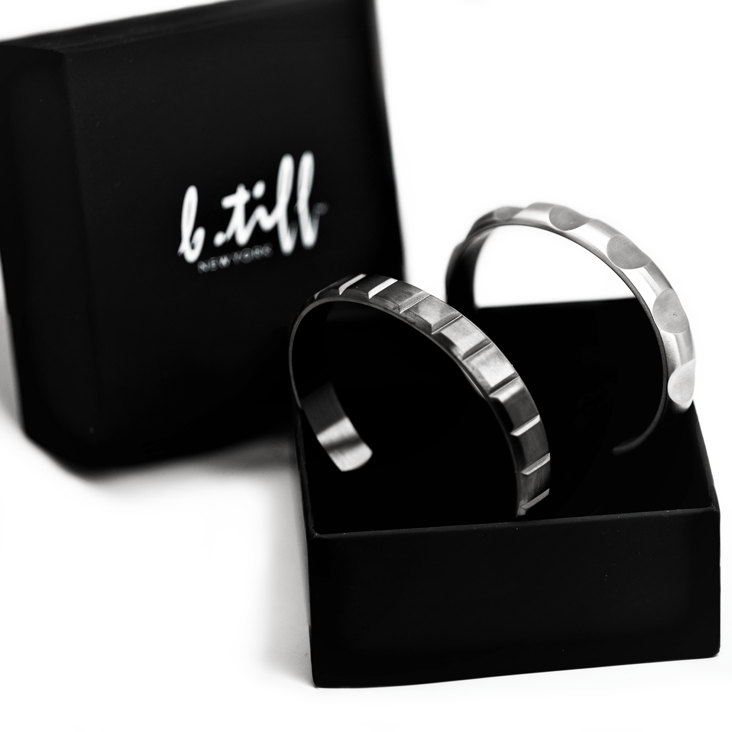BG611GM B.Tiff Gun Metal Simplicity Matte Box Cut Adjustable Bangle Cuff - PBNJ FASHIONS