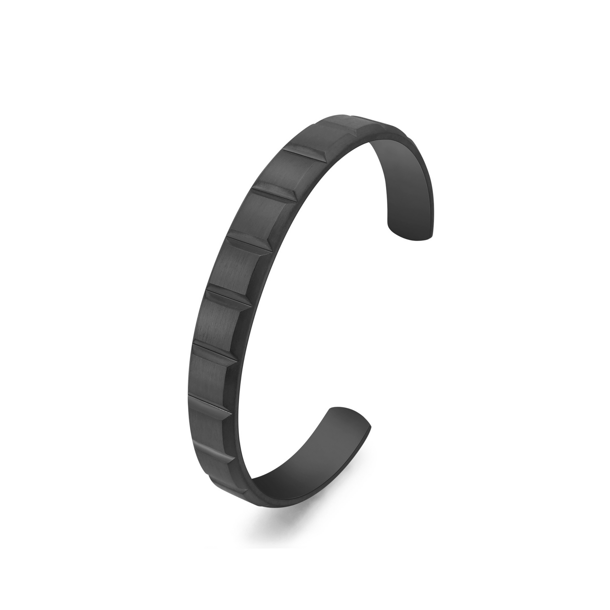 BG611GM B.Tiff Gun Metal Simplicity Matte Box Cut Adjustable Bangle Cuff - PBNJ FASHIONS